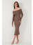 Premium Fitilli Carmen Yaka Slim Fit Midi Boy Triko Elbise Bayan Elbise 680EL00033 6
