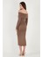 Premium Fitilli Carmen Yaka Slim Fit Midi Boy Triko Elbise Bayan Elbise 680EL00033 7