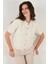Premium Regular Fit Bisiklet Yaka Tüllü Çiçekli Kısa Kollu Hırka Bayan Hırka 680HI00386 5