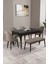 Milas Siyah Mermer Desen 80X132 Açılabilir Mdf Masa Yemek Odası Takımı,mutfak Takımı 4 Sandalye, 1 Bench 1