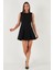 Regular Fit Bisiklet Yaka Volanlı Mini Boy Elbise Bayan Elbise 6525647 2