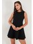 Regular Fit Bisiklet Yaka Volanlı Mini Boy Elbise Bayan Elbise 6525647 4