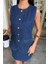 Kolsuz Yelekli Mini Etekli Denim Takım 10164 7
