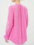Yakası Bağlamalı Kolu Nakışlı Lastikli Gömlek -Pembe 1
