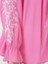 Yakası Bağlamalı Kolu Nakışlı Lastikli Gömlek -Pembe 2