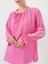 Yakası Bağlamalı Kolu Nakışlı Lastikli Gömlek -Pembe 3
