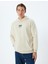 Kapşonlu Sweatshirt Oversize Slogan Baskılı Basic Kanguru Cep Detaylı Şardonlu Pamuk Karışımlı 3
