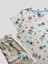 Kız Çocuk Pamuklu Çiçek Robot Desenli Fitilli Kısa Kollu Yazlık Pijama Takımı 3