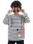 Cool Oversize Çizgili Gri Erkek Çocuk Sweatshirt 1