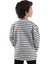 Cool Oversize Çizgili Gri Erkek Çocuk Sweatshirt 2