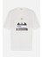Ekru Bisiklet Yaka Baskılı T-Shirt 1