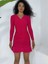 Yanları Lastikli Eteği Volanlı Sandy Mini Elbise -Vişne 3