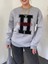 Önü Nakışlı Bisiklet Yaka Sweat Tunik -Gri 1