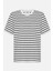Ekru-Siyah Çizgili Bisiklet Yaka Kısa Kollu T-Shirt 1