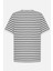 Ekru-Siyah Çizgili Bisiklet Yaka Kısa Kollu T-Shirt 3