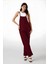 Kadın Bordo Ayarlanabilir Askılı Cepli Bol Paça Bahçıvan Tulum HZL22S-BD170191 2