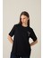Siyah Bisiklet Yaka Taş Detaylı Baskılı Kısa Kollu T-Shirt 1