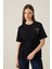 Siyah Bisiklet Yaka Taş Detaylı Baskılı Kısa Kollu T-Shirt 4