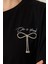 Siyah Bisiklet Yaka Taş Detaylı Baskılı Kısa Kollu T-Shirt 6