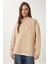 Fermuar Detaylı Şardonlu Sweatshirt LUB0003 Vizon 3