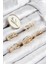 Pirinç Zirkon Taşlı Lale Model Gold Renk Kadın Yüzük Kombin Set - TJ-BYK3825 1
