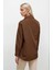 Kadın Kahverengi Krem Renk Bloklu Oversize Poplin Basic Gömlek HZL22S-BD1201161 5