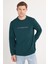 Erkek Standart Fit Pamuklu Bisiklet Yaka Şardonlu Baskılı Yeşil Sweatshirt 1