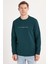 Erkek Standart Fit Pamuklu Bisiklet Yaka Şardonlu Baskılı Yeşil Sweatshirt 4