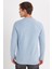 Erkek Slim Fit Dar Kesim Pamuklu Selanik Kumaş bisiklet Yaka mavi Sweatshirt 5