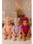 Fiyonklu Renkli Bebek Bone 3'lü Set- Pudra/mor/fuşya 3