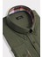 Erkek Big Size Büyük Beden Uzun Kollu Pamuklu Oxford Doku Tek Cepli Yeşil Düğmeli Yaka Gömlek 1