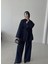 Kadın Oversize Dokuma Kumaş Kuşaklı Tunik-Pantolon Alt Üst Takım,ikili Takım 4
