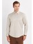 Erkek Regular Fit Klasik Kesim Pamuklu Düz Bej Gömlek 1