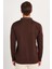 Erkek Slim Fit Dar Kesim Uzun Kol Polo Yaka Çizgili Kahverengi Kazak 5