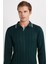 Erkek Slim Fit Dar Kesim Çizgi Detaylı Yeşil Polo Yaka Kazak 2