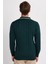 Erkek Slim Fit Dar Kesim Çizgi Detaylı Yeşil Polo Yaka Kazak 5