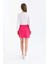 Kadın Pembe Beli Lastikli Yüksek Bel Mini Örme Etek 2
