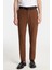 Erkek Regular Fit Chino Esnek Yandan Cepli Önü Fermuarlı Pamuklu Dokulu kahverengi Pantolon 1
