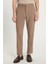 Erkek Slim Fit Dar Kesim Esnek Yan Cepli Bilek Boy Canvas Kesim Kahverengi Pantolon 1