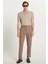 Erkek Slim Fit Dar Kesim Esnek Yan Cepli Bilek Boy Canvas Kesim Kahverengi Pantolon 3