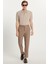 Erkek Slim Fit Dar Kesim Esnek Yan Cepli Bilek Boy Canvas Kesim Kahverengi Pantolon 4