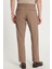 Erkek Slim Fit Dar Kesim Esnek Yan Cepli Bilek Boy Canvas Kesim Kahverengi Pantolon 5