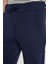 Erkek Slim Fit Pamuklu Beli Bağlamalı Yan Cepli Katlamalı Paça Jogger Lacivert Pantolon 3