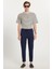 Erkek Slim Fit Pamuklu Beli Bağlamalı Yan Cepli Katlamalı Paça Jogger Lacivert Pantolon 4