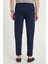 Erkek Slim Fit Pamuklu Beli Bağlamalı Yan Cepli Katlamalı Paça Jogger Lacivert Pantolon 5