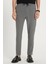 Erkek Slim Fit Dar Kesim Pamuklu Lastikli Beli Bağcıklı Koyu Gri Pantolon 1