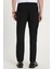 Erkek Slim Fit Dar Kesim Pamuklu Lastikli Beli Bağcıklı Siyah Pantolon 5