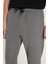 Erkek Slim Fit Dar Kesim Pamuklu Lastikli Beli Bağcıklı Koyu Gri Pantolon 3
