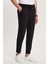 Erkek Slim Fit Pamuklu Beli Bağlamalı Yan Cepli Katlamalı Paça Jogger Siyah pantolon 1
