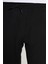 Erkek Slim Fit Dar Kesim Pamuklu Lastikli Beli Bağcıklı Siyah Pantolon 3